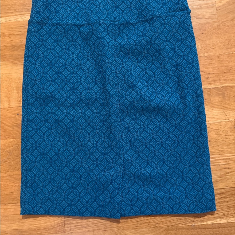 Margaret M Blue Geometric Pencil Skirt